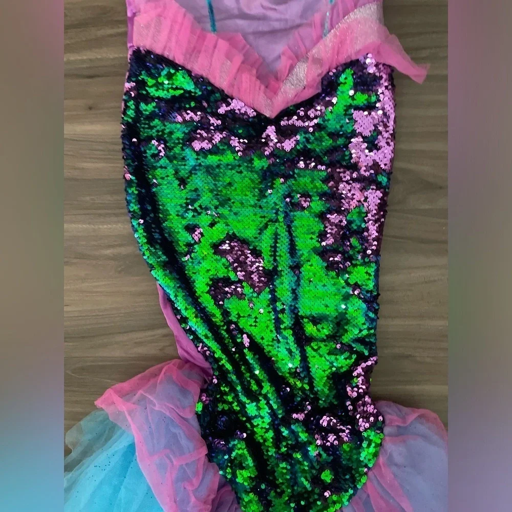 Mermaid Sequin Kids Costume - Pink, Green, and Blue with sequins size 7/8 Girls